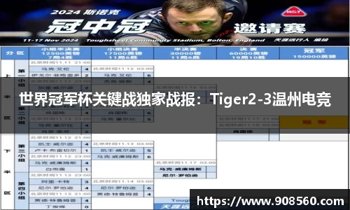 世界冠军杯关键战独家战报：Tiger2-3温州电竞